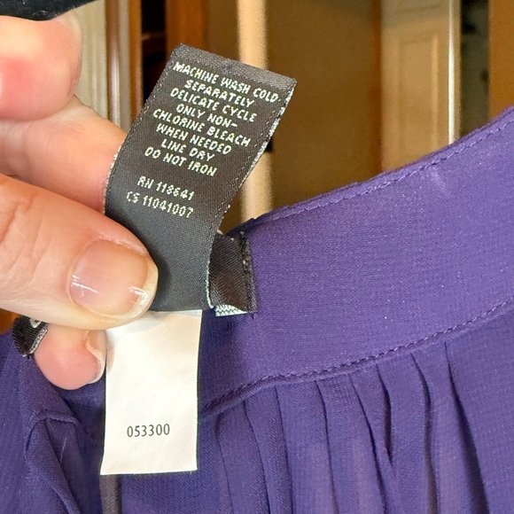 💚3/$25 Lane Bryant Purple Sheer Peasant Blouse 18/20 - Picture 4 of 6